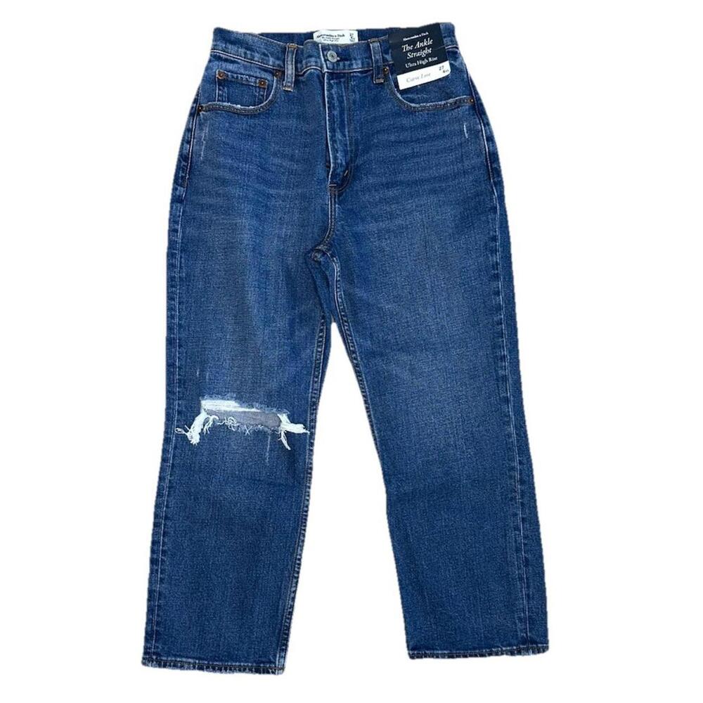 Abercrombie & Fitch Jeans Womens 27 X Short Ankle Straight Ultra High Rise NWT - Picture 1 of 7